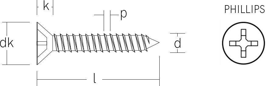 Oval Flat head self tapping screw