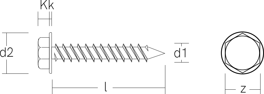 Hex head self tapping screw