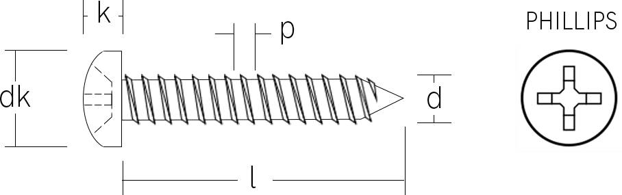 Pan head self tapping screw